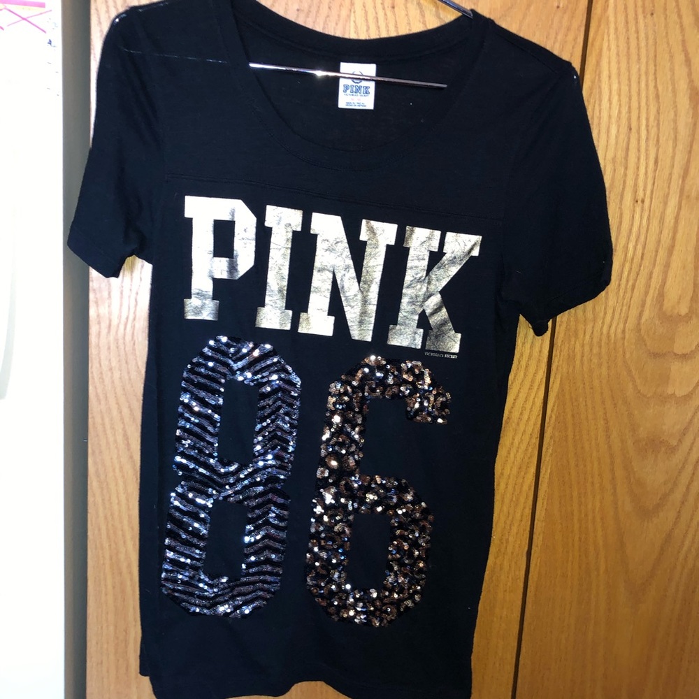 VS Pink medium sequin animal print T-shirt size M